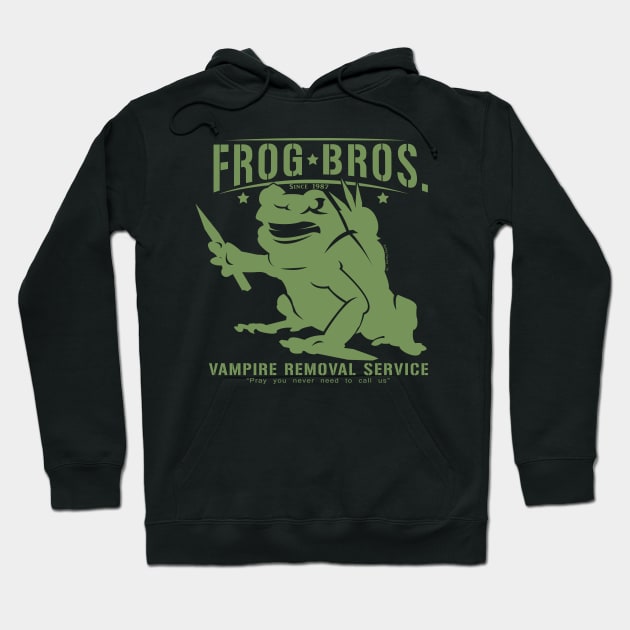 Frog Bros Vampire Removal  (dark tees) Hoodie by Illustratorator